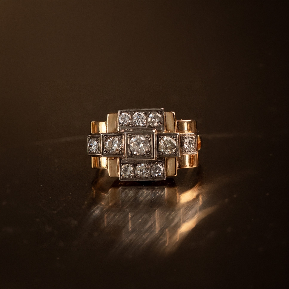 PIERŚCIONEK TANK Z BRLANTAMI